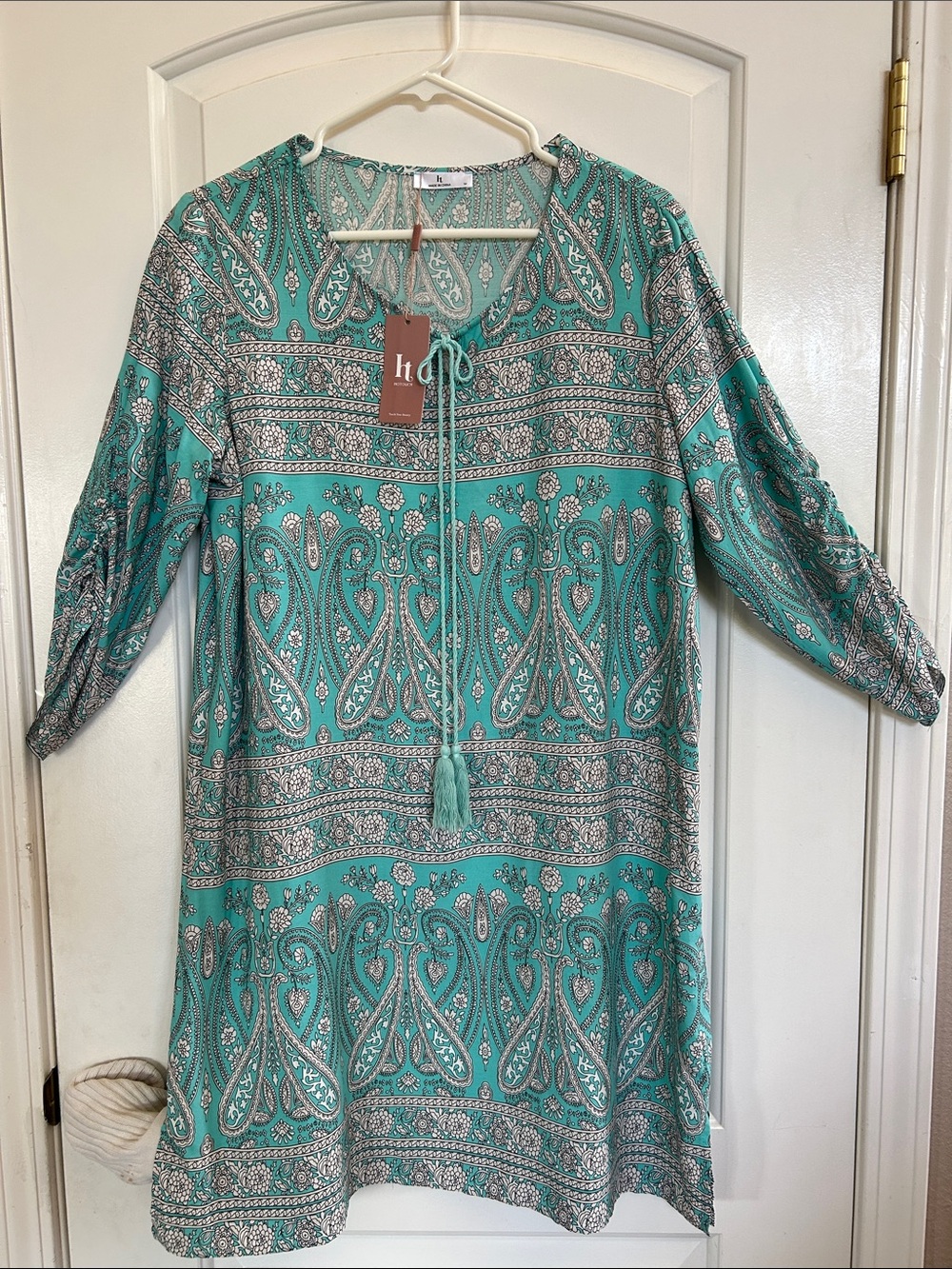 HOTOUCH Teal Paisley Tunic Dress-NWT size M